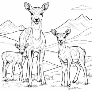 Bighorn Sheep Family Coloring Pages for Kids 1