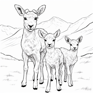 Bighorn Sheep Family Coloring Pages for Kids 2