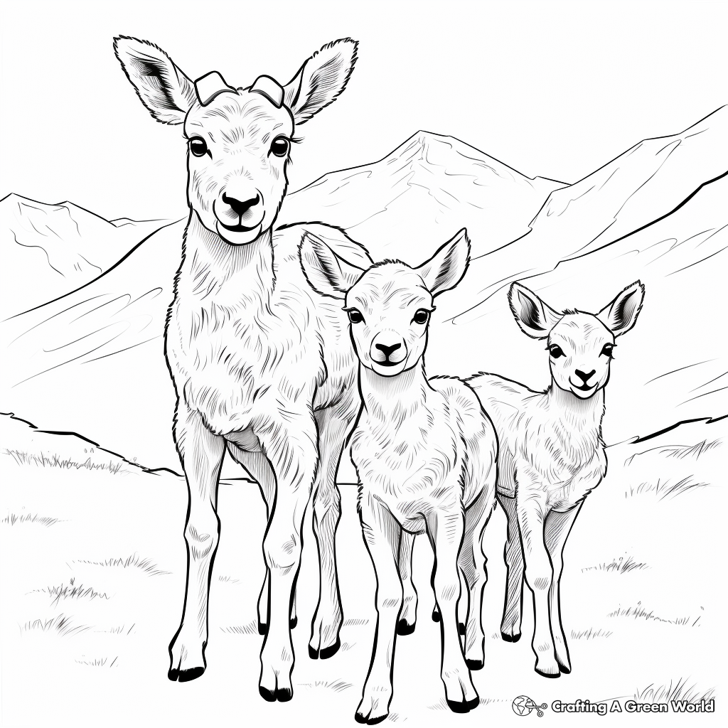 Bighorn Sheep Family Coloring Pages for Kids 2