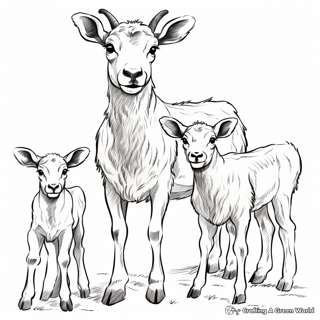 Bighorn Sheep Family Coloring Pages for Kids 3