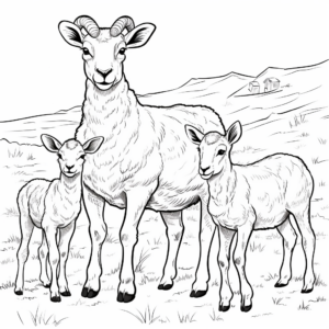 Bighorn Sheep Family Coloring Pages for Kids 4