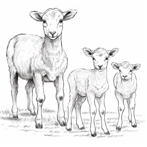 Bighorn Sheep Herd Coloring Pages: Adult, Juvenile, and Lamb 2
