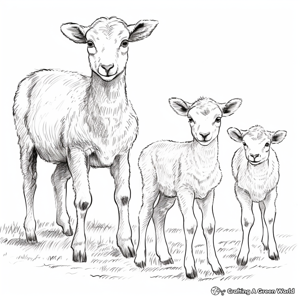 Bighorn Sheep Herd Coloring Pages: Adult, Juvenile, and Lamb 3