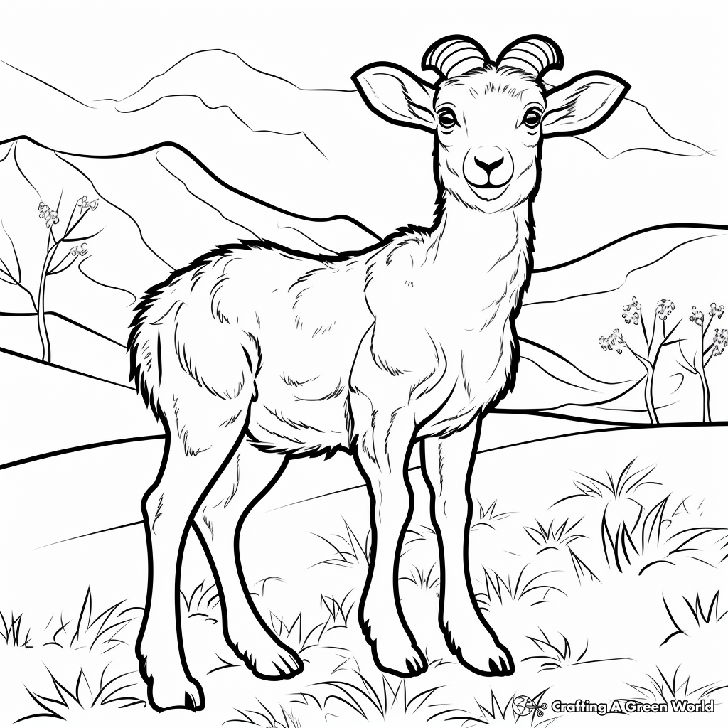 Bighorn Sheep in the Wild: Natural Scene Coloring Pages 4