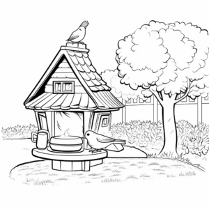 Bird Feeder in the Garden Coloring Pages 3
