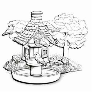Bird Feeder in the Garden Coloring Pages 4