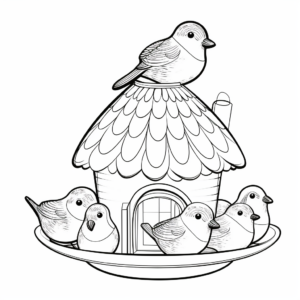 Bird Feeder Scene with American Goldfinch Coloring Pages 2