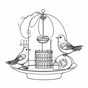 Bird Feeder Scene with American Goldfinch Coloring Pages 4
