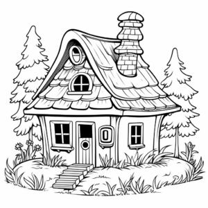 Bird House in the Wild: Forest-Scene Coloring Pages 1