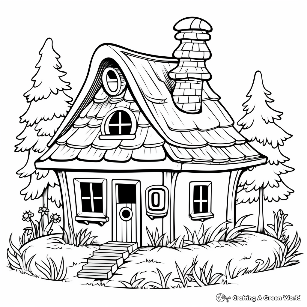 Bird House in the Wild: Forest-Scene Coloring Pages 1