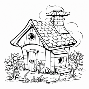 Bird House in the Wild: Forest-Scene Coloring Pages 2