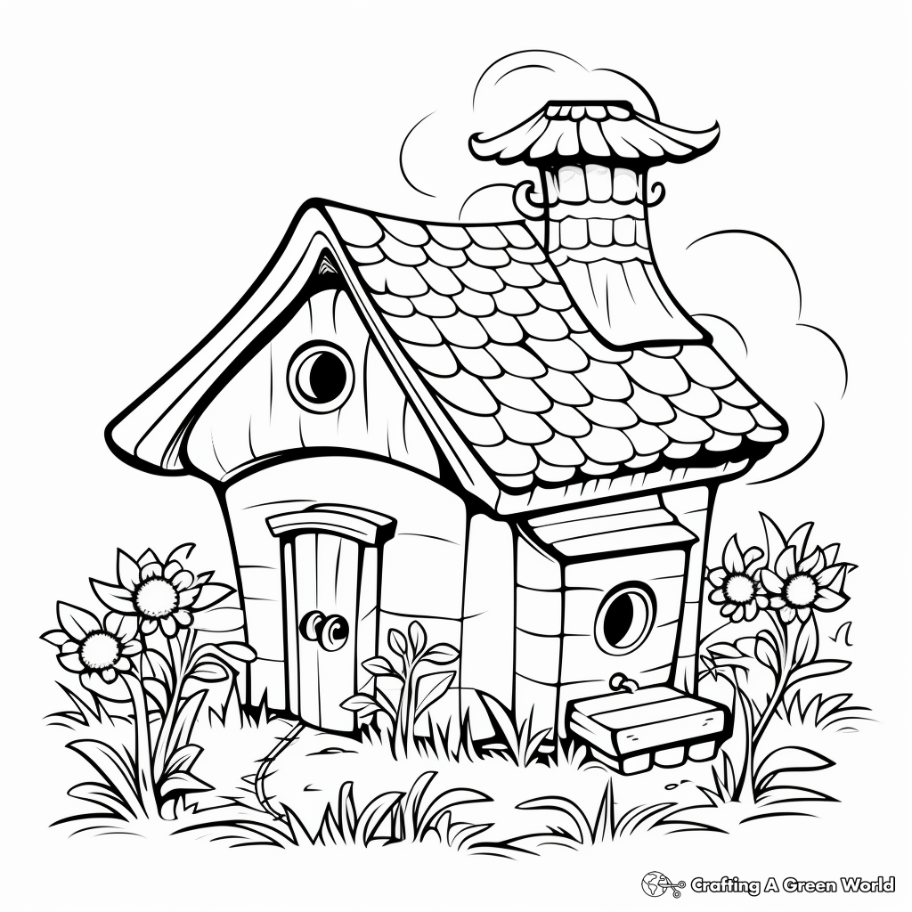 Bird House in the Wild: Forest-Scene Coloring Pages 2