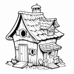 Bird House Village Coloring Pages: Multiple Houses in One Page 4