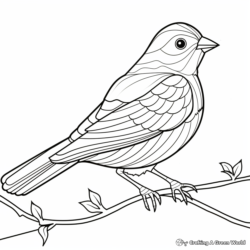 Bird Series: Colorful American Goldfinch Coloring Pages 1