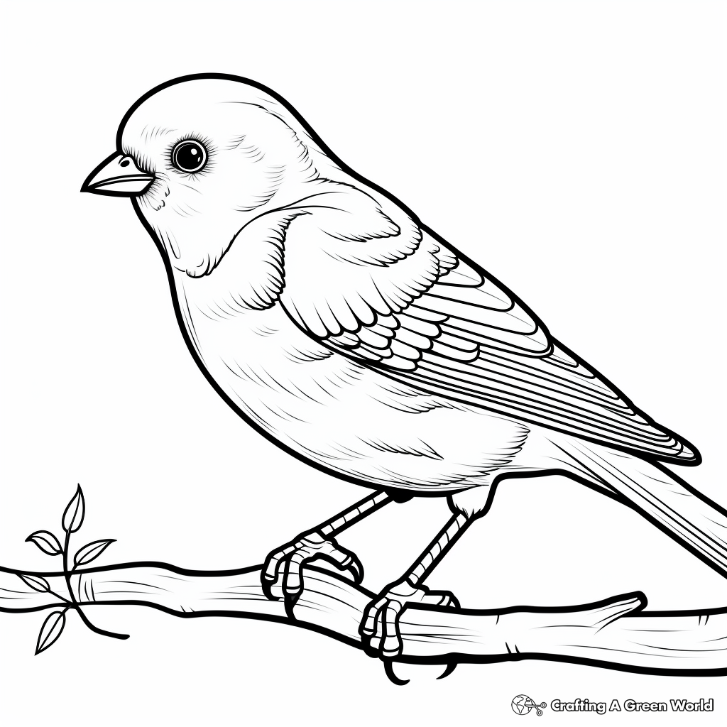 Bird Series: Colorful American Goldfinch Coloring Pages 2