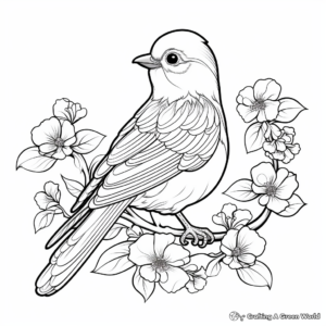 Birds and Blossoms Coloring Pages for Relaxation 2
