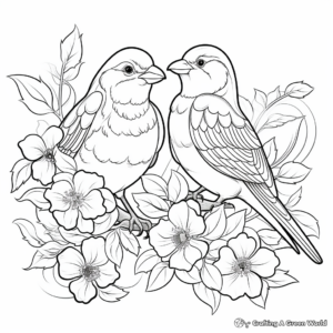 Birds and Blossoms Coloring Pages for Relaxation 4