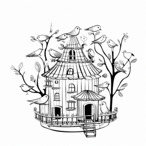 Birds Escape from Bird Cage Coloring Pages 2