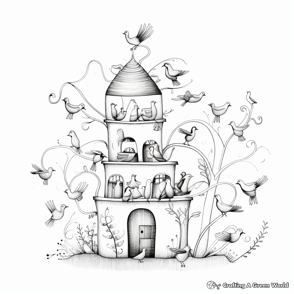 Birds Escape from Bird Cage Coloring Pages 3