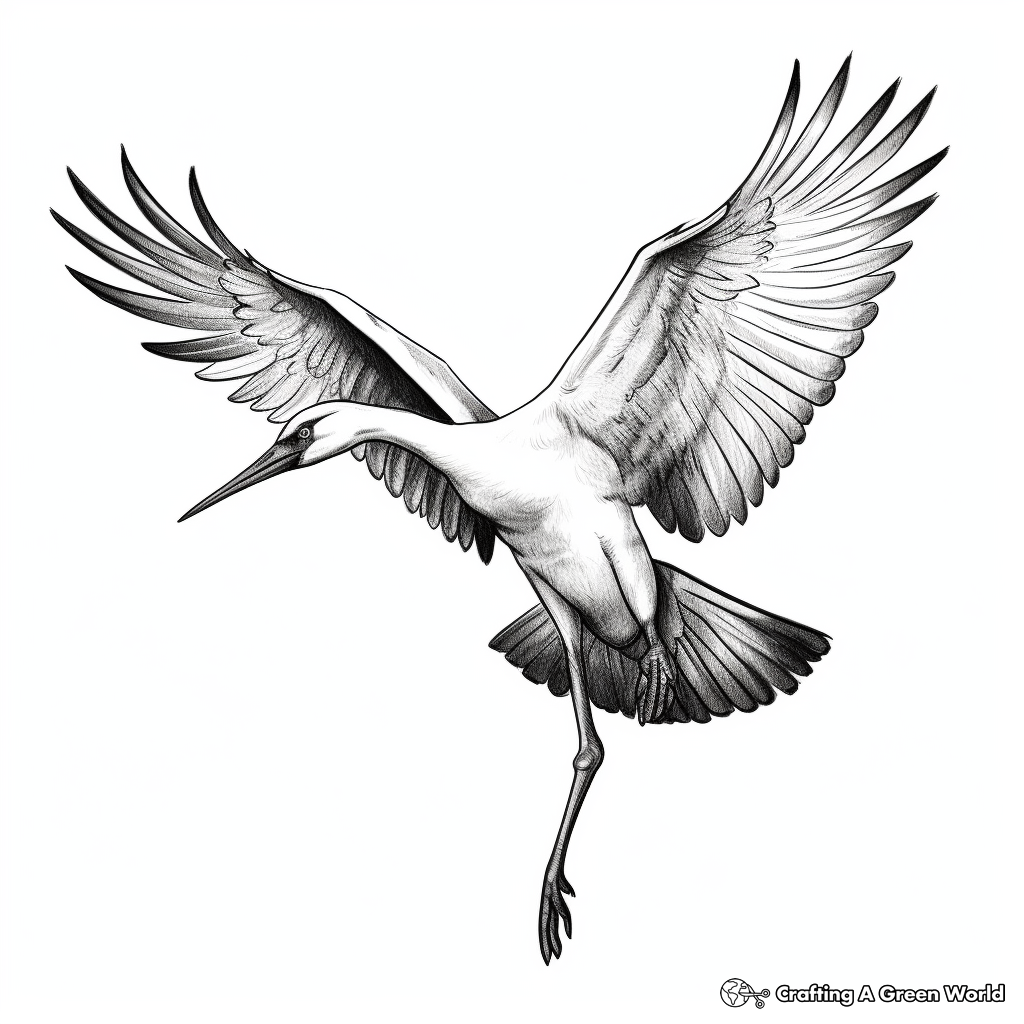 Birds in Flight: Crane Coloring Pages 4