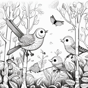 Birds in the Wild: Jungle-Scene Coloring Pages 2