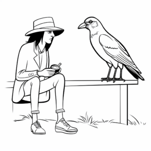 Birdwatcher's Fish Crow Coloring Pages 4