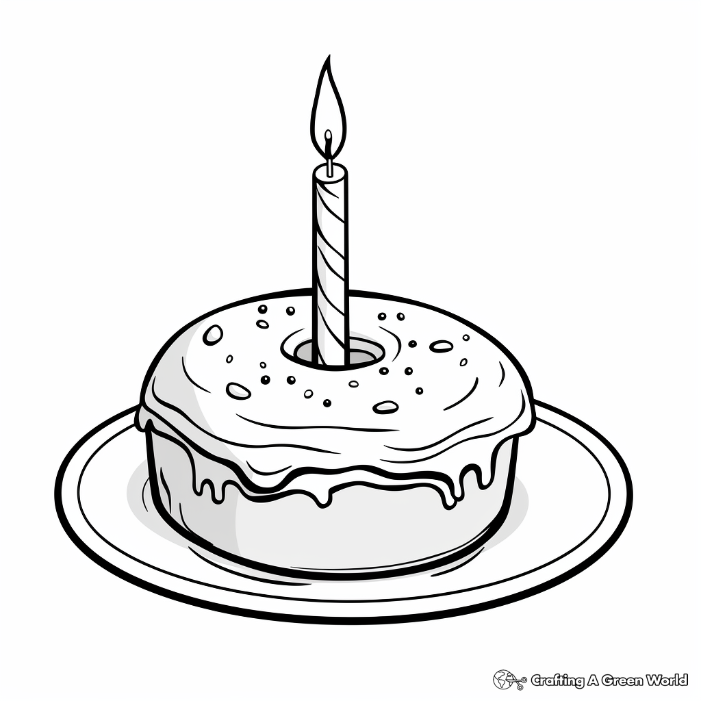 Birthday Donut with Candle Coloring Pages 2
