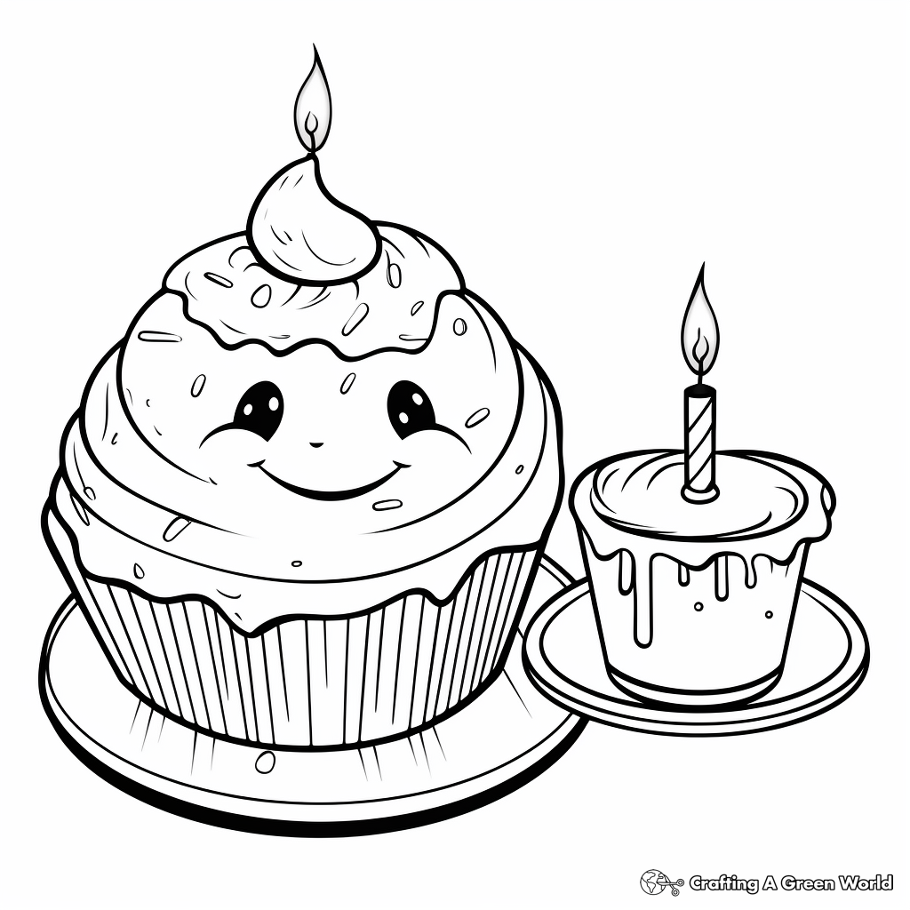 Birthday Donut with Candle Coloring Pages 4