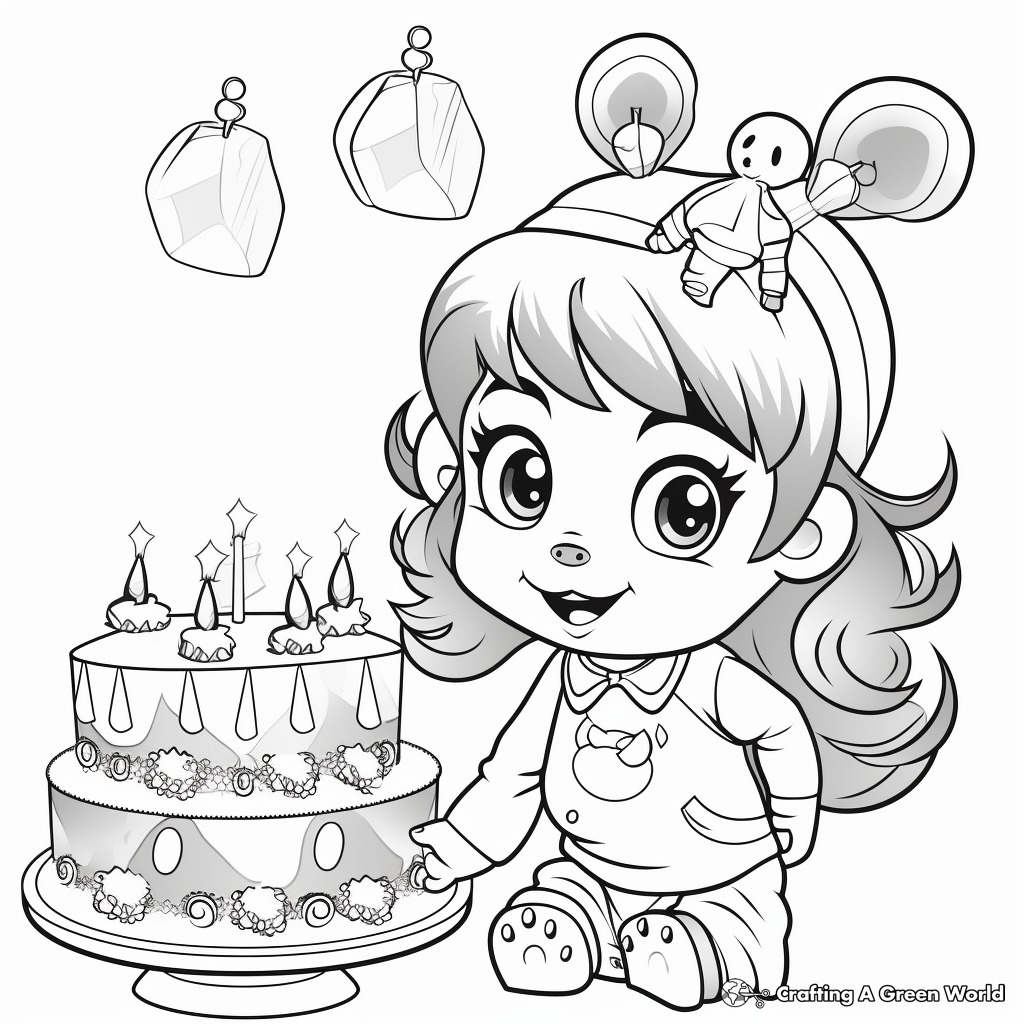 Birthday Party Baby Girl Monkey Coloring Pages 4