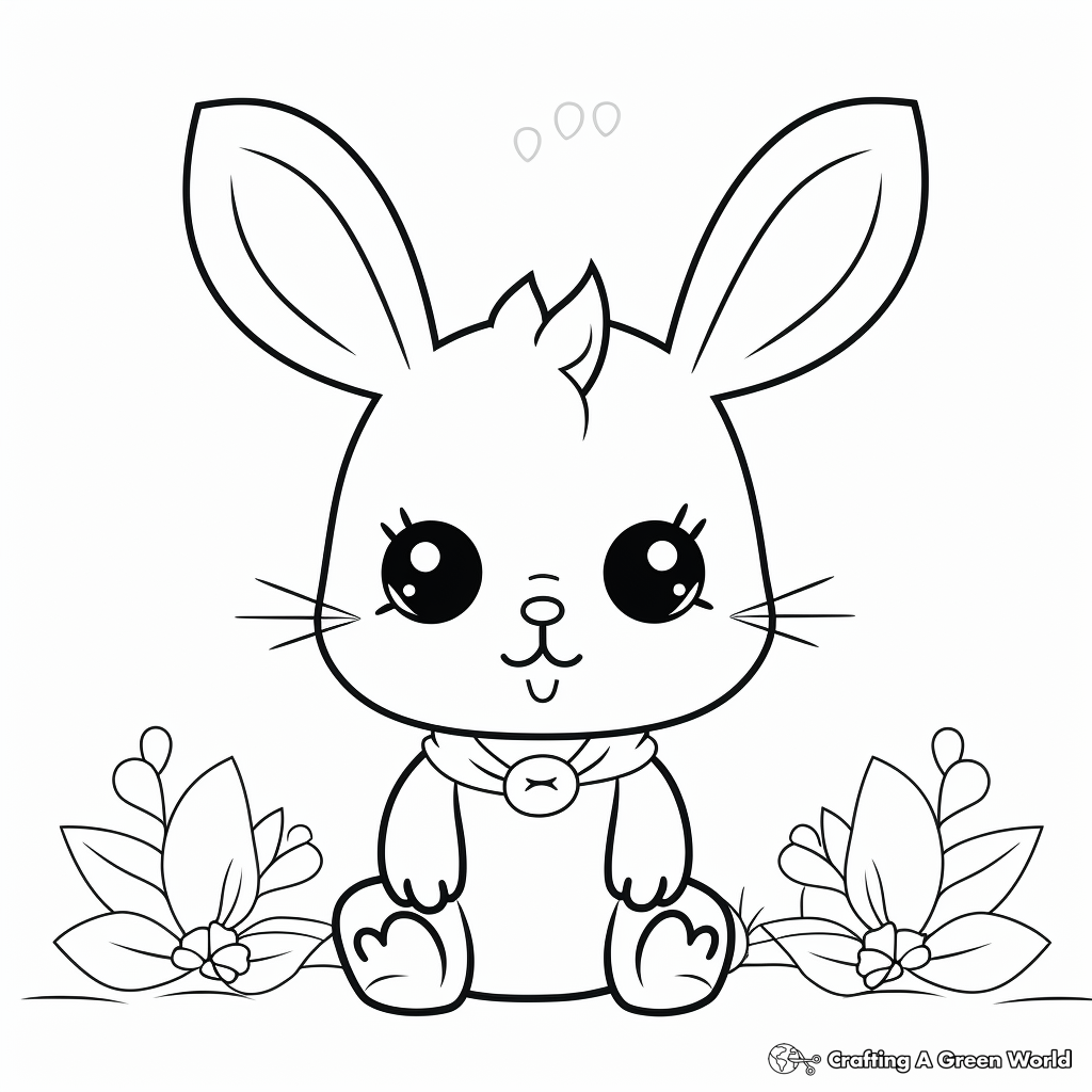 Birthday Themed Kawaii Bunny Coloring Pages 4
