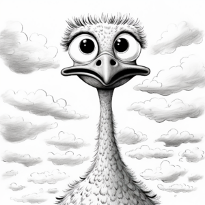 Bizarre Ostrich in the Sky Cloud Coloring Pages 2