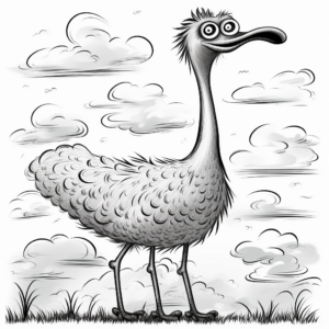 Bizarre Ostrich in the Sky Cloud Coloring Pages 3