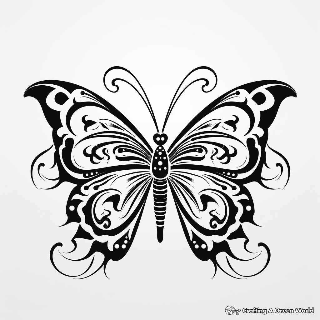 Black and White Butterfly Mandala Coloring Pages 1