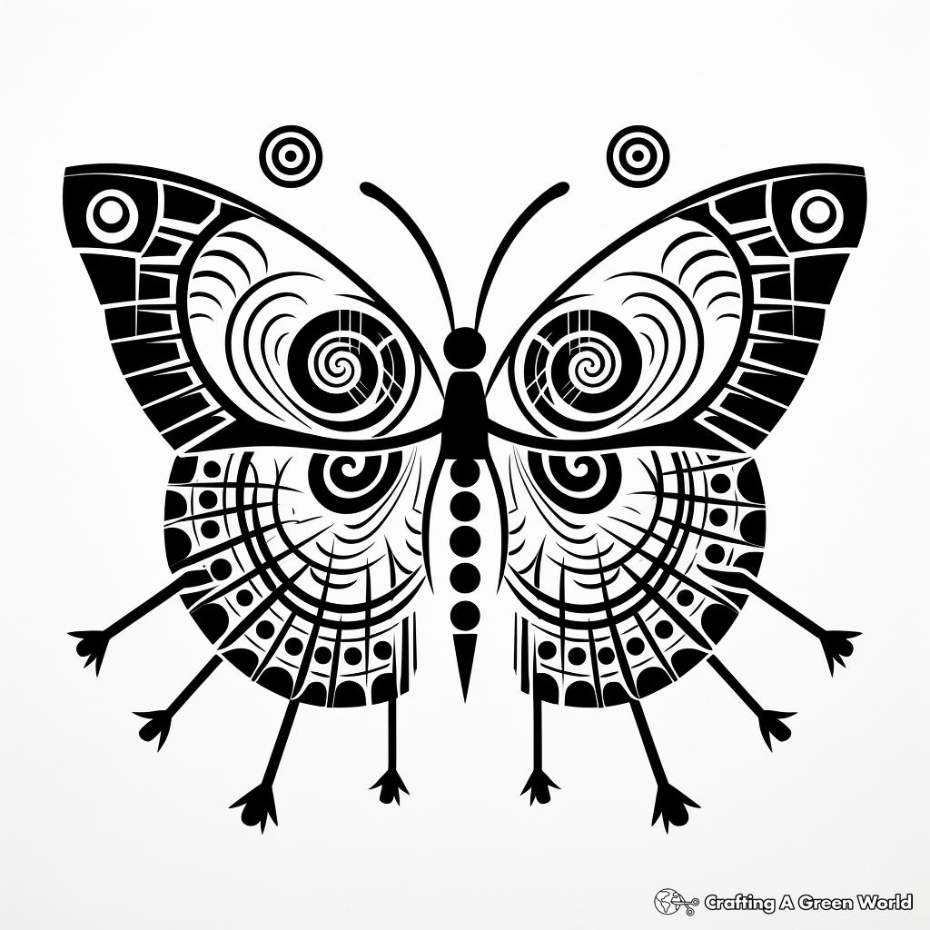 Black and White Butterfly Mandala Coloring Pages 2