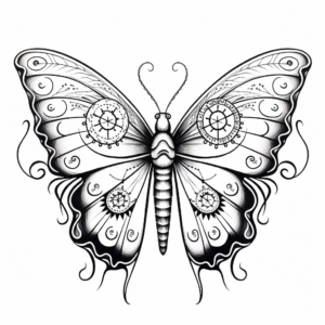 Black and White Butterfly Mandala Coloring Pages 3