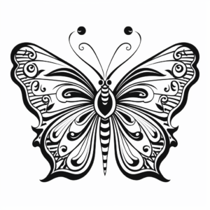 Black and White Butterfly Mandala Coloring Pages 4