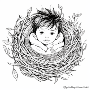 Black and White Dove Nest Coloring Pages 1