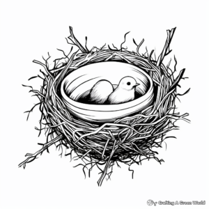 Black and White Dove Nest Coloring Pages 2
