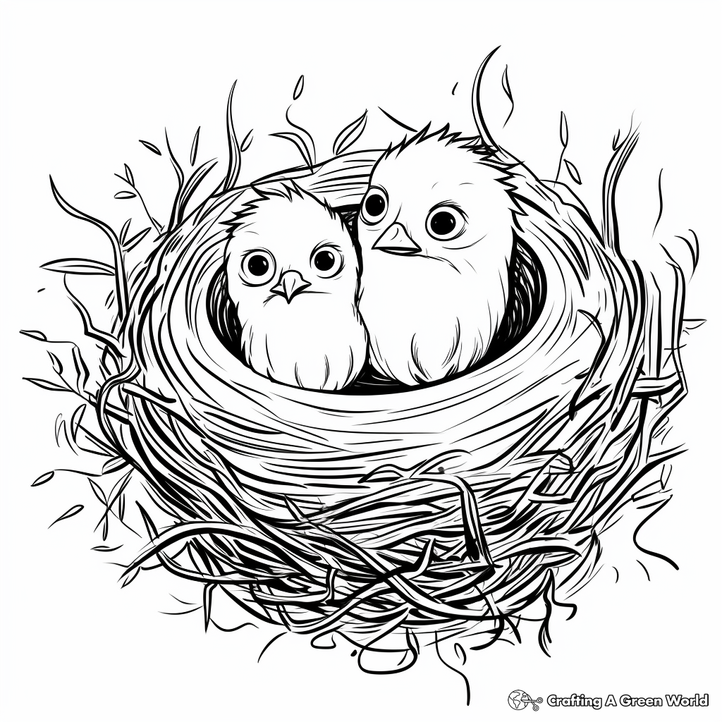 Black and White Dove Nest Coloring Pages 3