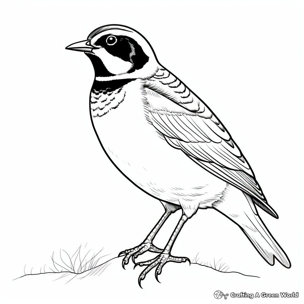 Black and White Outline Western Meadowlark Coloring Sheets 4