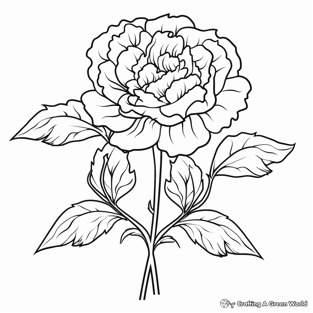 Black and White Peony Silhouette Coloring Pages 2