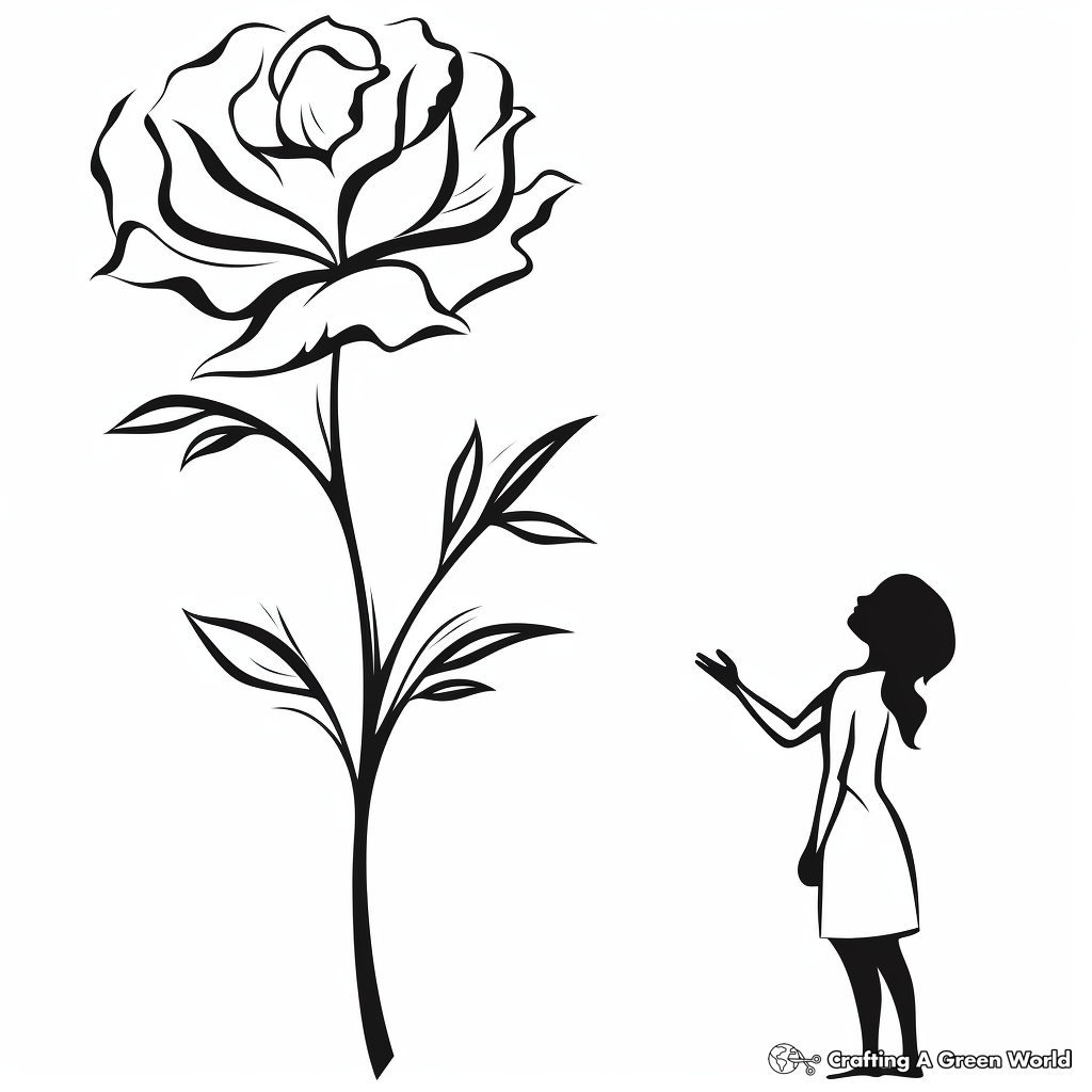 Black and White Peony Silhouette Coloring Pages 3