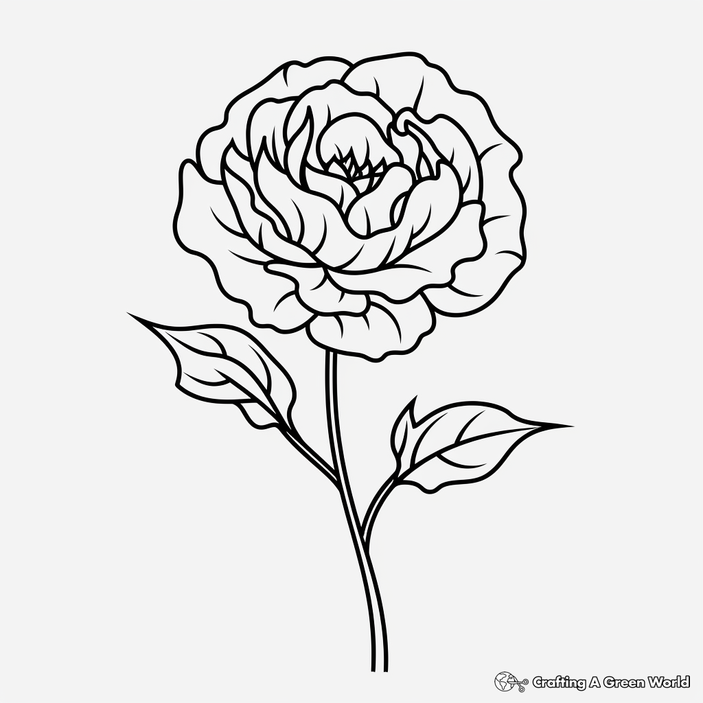 Black and White Peony Silhouette Coloring Pages 4