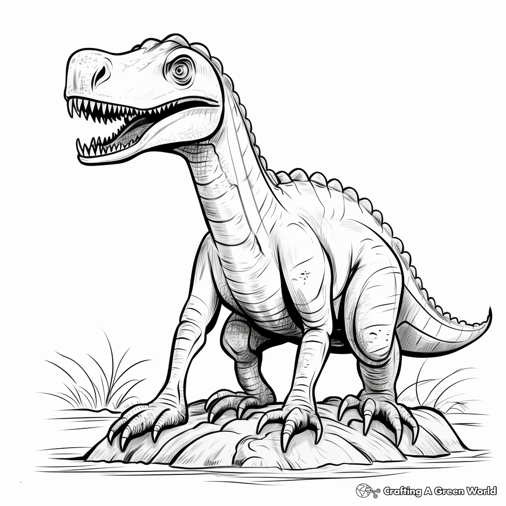 Black and White Suchomimus Coloring Sheets 1