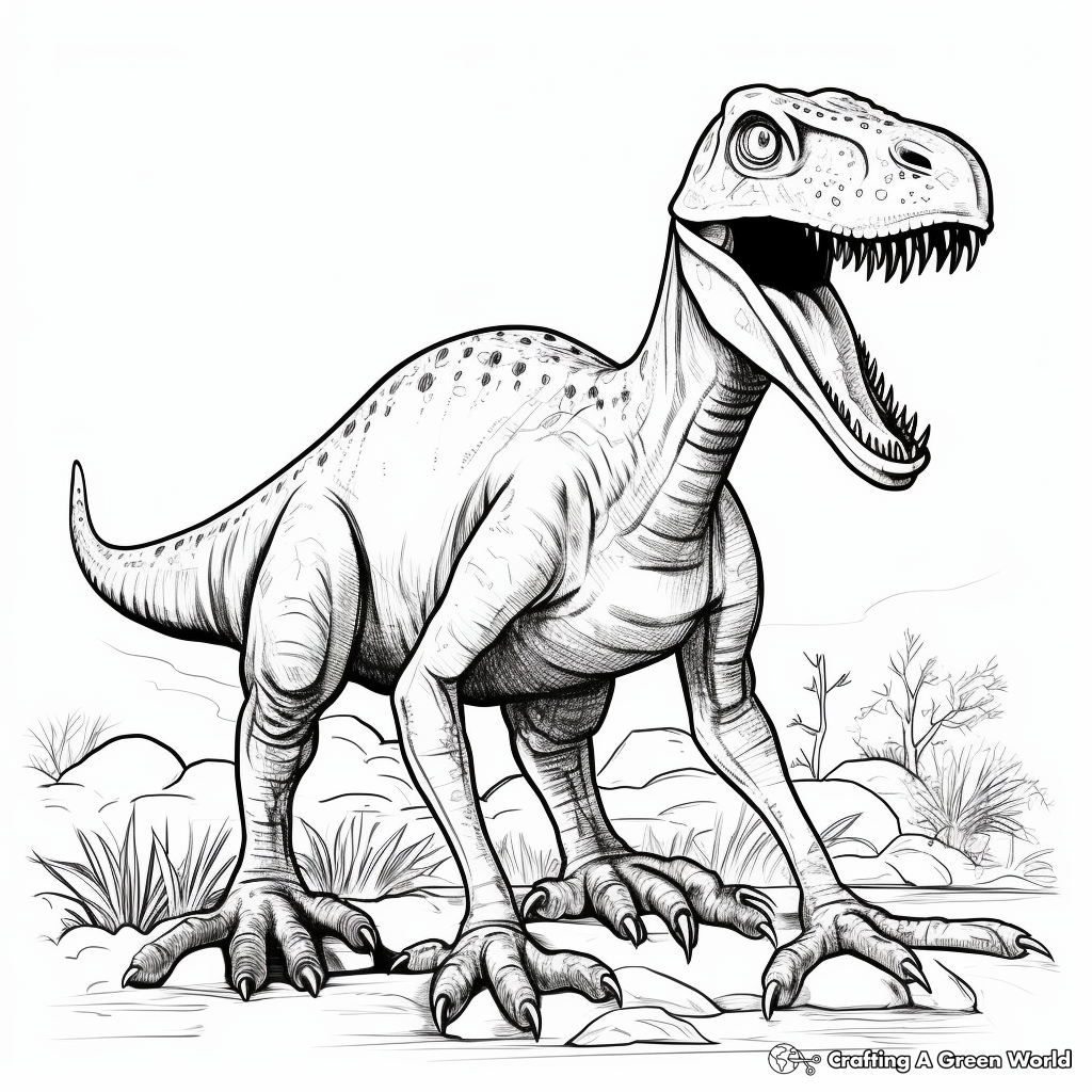 Black and White Suchomimus Coloring Sheets 4