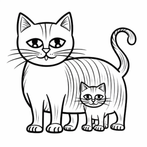 Black and White Vintage Cat and Mouse Art Coloring Pages 1
