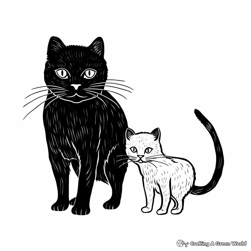 Black and White Vintage Cat and Mouse Art Coloring Pages 3