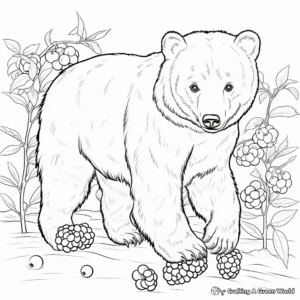 Black Bear and Berries Coloring Pages for Kids 3