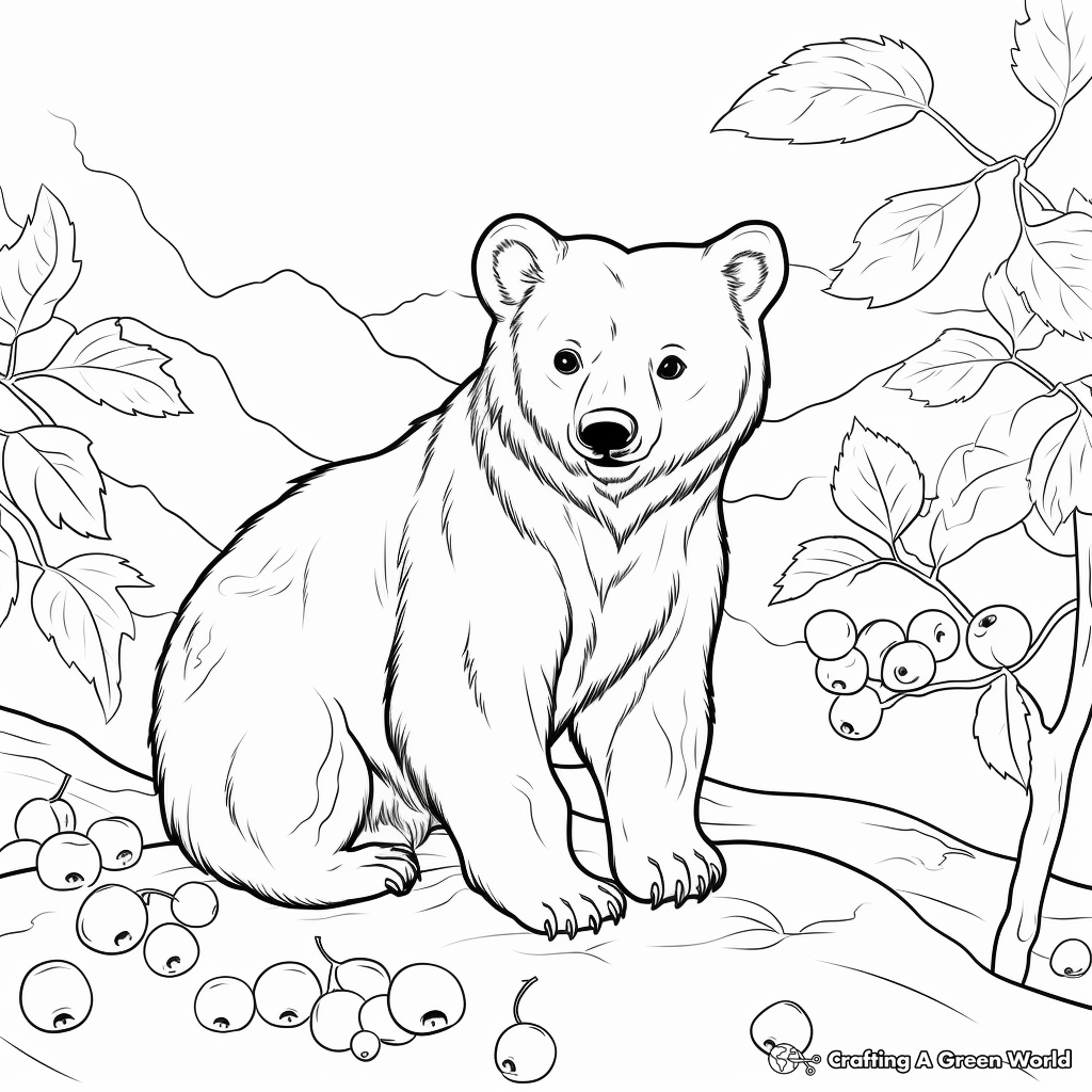 Black Bear and Berries Coloring Pages for Kids 4