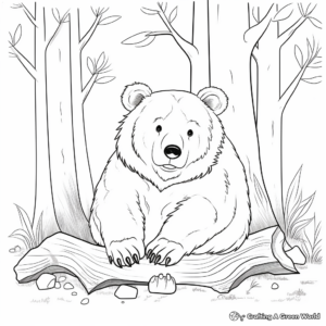 Black Bear Hibernation Themed Coloring Pages 1